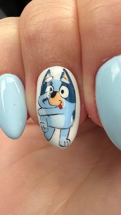 Nail Ideas For Kids, Nails Cartoon, Nails Painting, Bluey Cartoon, Paint Nails, Paint Nail