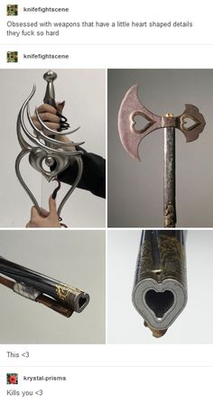 several photos of different types of swords