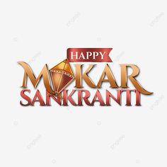 happy makar sanki greeting card with golden kite and red ribbon on white background