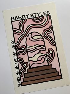 a card with an image of a building in the background and words harry styles next to it