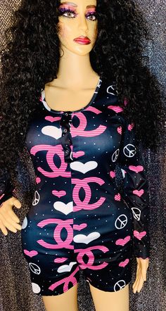 Pink Black Women's Onesie Womens Onesie, Sleep And Loungewear, Sleepover Party, Women In Lingerie, Baddie Outfits, Cloth Bags, Pink Black, Runway Fashion, Onesies