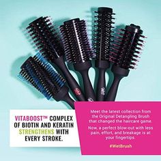 The healthy way to brush your hair. How you brush your hair is the key to strong and healthy hair and the single most overlooked step in hair care. Hair is weakest when wet and pulling at it can snap it like a rubber band. This is why you should brush with a tool that gently loosens knots without pulling or breaking hair. The Best Detangler Hair Brush: Our famous original detangler changed the hair brush game, and transformed what used to be a painful and time consuming task into an effortless, Best Detangler, Ibiza Hair, Round Hair Brush, Breaking Hair, Boar Bristle Brush, Detangling Hair Brush, Strong And Healthy, Paddle Brush, Wet Brush