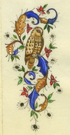 an artisticly decorated piece of cloth with an owl on it