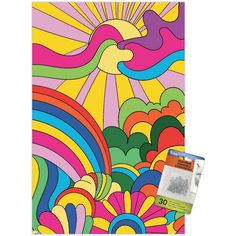 a coloring book with an image of the sun and rainbows on it's cover