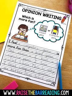 an opinion writing worksheet with the words, which is more fun than reading