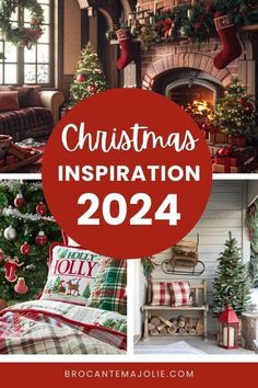 christmas decorations with the words christmas inspiration in red and green