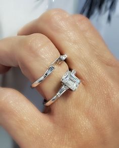 2.20 Ctw Emerald Cut & Baguette Diamond Engagement Ring Set F VVS2 GIA Platinum  | eBay Diamond Engagement Ring Set, Baguette Diamond, Engagement Ring Settings, Wedding Ring Sets, Ring Sets, Wedding Rings Engagement, Wedding Engagement, Diamond Engagement Rings, Jewelry Watches