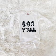 Halloween Baby Bodysuit, Halloween Baby, Halloween Outfit, Baby Gift, Monochrome, Baby Gift, Boo Y'a Cute White Onesie For Fall, Fitted White Onesie For Fall, Playful White Bodysuit With Letter Print, Playful White Letter Print Bodysuit, Cute White Halloween Onesie, Cute White Bodysuit For Halloween, Monochrome Baby, Baby Halloween Outfits, Monochrome Design