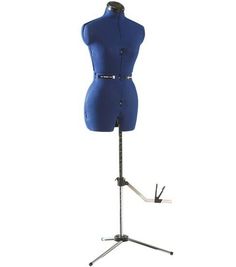 a blue mannequin on a metal stand