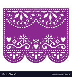 a purple paper cutout with hearts and flowers on the border is shown in this image