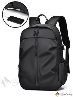 Bird in Bag - Professional Black Casual Business Backpack with Multiple Compartments, Perfect for Commute and Work Use, Ideal for Laptop Bag, School Business Backpack, Backpack Material, Professional Bag, Bag School, Bird In Bag, Laptop Backpack, Black Pattern, Black Casual, Laptop Bag