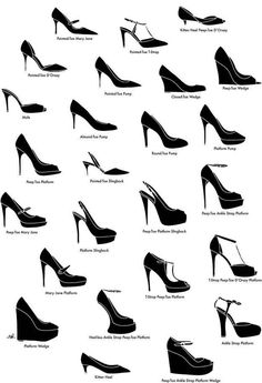 And shoe styles. Sepatu Pump, Kasut Tumit Tinggi, Style Chart, Mode Tips, Shoe Gallery, Fashion Vocabulary, Crazy Shoes, Shoe Obsession, Gigi Hadid