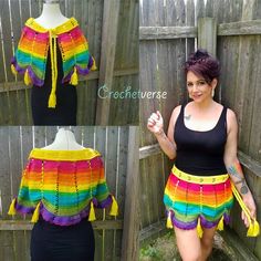 Crochet Gypsy Hip Scarf & Shawl Pattern - Fernweh Wrap- Rainbow Festival Belly Dance Skirt Rainbowcore Fashion, Caplet Pattern, Rainbow Festival, Crochet Cowls, Belly Dance Skirt, Crochet Spring, Hip Scarf, Rainbow Fairies, Hip Scarves