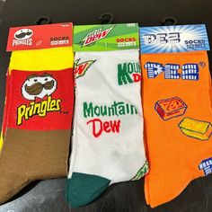 Sock Size 6-12 Shoe Size Pringles Mountain Dew Pez 3pair Look At Pictures For Reference