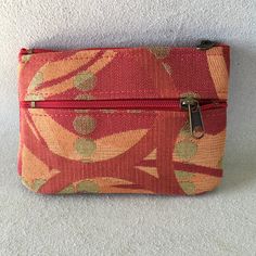 "Vegan Wallet,Clutch,Phone Case or Knitting Needle Case and matching Credit Card Case, Change Purse . Modern Red with Green and Gold very tough industrial upholstery fabric. Hot Red Zippers. Large size is just right for holding dollars in main section and change in front zip pocket. There's a small pocket inside that fits credit cards. Or use it for your phone-the iPhone 8 just fits! So do Crochet Hooks and 7\" Knitting Needles! Small size is great for change and credit cards-and if you want a r Orange Rectangular Coin Purse For Daily Use, Red Rectangular Wallet With Zipper Pouch, Red Rectangular Pencil Case For Everyday Use, Red Rectangular Pencil Case, Red Rectangular Coin Purse With Interior Card Slots, Red Rectangular Coin Purse With Card Slots, Multicolor Rectangular Coin Purse With Cell Phone Pocket, Rectangular Red Coin Purse With Interior Card Slots, Red Rectangular Coin Purse With Zipper