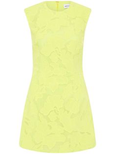 lime green textured finish floral detail A-line round neck rear zip fastening sleeveless straight hem Rebecca Vallance, Green Dress, Lime Green, Day Dresses, A Line Dress, The Dress, Round Neck, A Line, Cocktail Dress