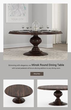 the dining table is made from wood