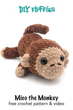 Crochet your own playful monkey plush toy with this free Amigurumi pattern! Perfect for beginners, this step-by-step guide will help you craft a cheeky jungle friend. Visit DIY Fluffies for the full free pattern and swing into your next crochet adventure today!