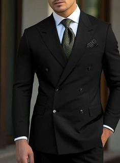 Black 3 Piece Suit Men, Wedding Outfits For Men, Men Aesthetic Outfits, Stylish Mens Suits, Gentleman Outfit, Summer Long Sleeve, Herren Style, Classy Suits, Dress Suits For Men