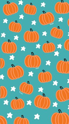 an orange pumpkin pattern on a blue background