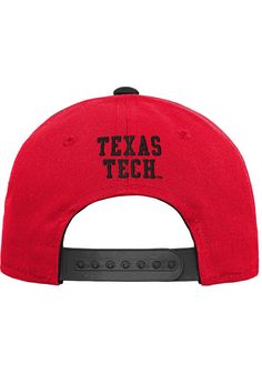 Let your little Texas Tech fan cheer for his or her favorite team with this Texas Tech Red Raiders Red Youth Adjustable Hat. This adjustable hat features a front raised team logo embroidery on a structured cotton twill crown with a pre-curved visor and flat team wordmark embroidery over a snap closure, and is designed for a comfortable, all-day fit. Guns Up! Front raised embroidery team logo, Back embroidered team wordmark, Structured crown, Cotton twill material, Pre-curved visor, Adjustable sn Red Raiders Hat, Front Raises, Texas Tech Red Raiders, Team Gear, Red Raiders, Texas Tech, Adjustable Hat, Embroidery Logo, Favorite Team