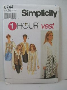 an image of a sewing pattern for women's tops and vests, with the words simplicity on it