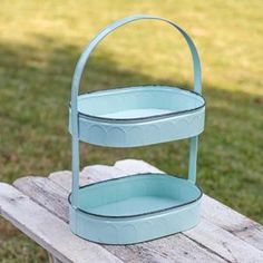 Two-Tiered Oval Seafoam Tray - D&J Farmhouse Collections Oval Tray Decor, Bathroom Napkins, Seafoam Color, Kitchen Display, Water Bucket, Oval Tray, Metal Shop, Hanging Racks, Small Plants