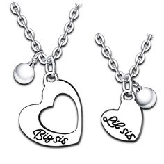 PRICES MAY VARY. 2 necklaces, for you and for your loving sister, Very sweet and would make a lovely gift! The perfect set for soul sisters, sisters and best friends! Sister gifts from sister, big sister little sister necklace, big sis lil sis necklace. Made of stainless steel,durable, light weight and comfortable, it will not rust, Won't change color or tarnish Comes with free elegant velvet jewellery pouch,ready for gift giving! Big Sis Lil Sis Necklaces Set for 2 Big Sister Little Sister Neck Best Friends Gifts, Little Sister Gifts, Big Sister Little Sister, Necklaces Set, Chain Heart, Jewellery Pouch, Necklace Big, Friends Gifts, Sister Necklace