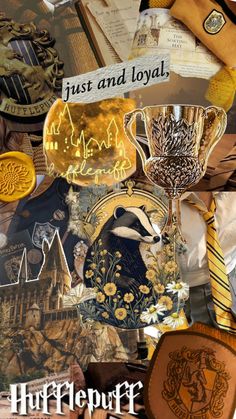 a collage of harry potter memorabilia and items