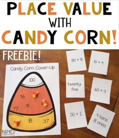 place value with candy corn is an easy way to practice counting and subtracing