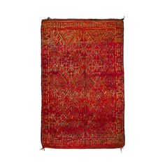 an old red rug on a white background