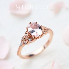 "Our current turnaround time for regular orders is 6-8 weeks. For urgent orders, please shop our Ready-to-Ship collection below (7-10 business days): https://michellia.com/collections/ready-to-ship (please copy and paste into browser) -------- 「Olivia」- Classic Oval Floral Ring, in Morganite | R2005 A refreshed version of our favorite \"Evanthe\" vintage floral collection, \"Olivia\" features an equally timeless composition to inspire a tale of contemporary romance. Our signature floral lace set Luxury Oval Morganite Wedding Ring, Solitaire Morganite Oval Ring, Oval Morganite Solitaire Ring, Oval Morganite Wedding Ring With Rose Cut Diamonds, Morganite Diamond Ring For Anniversary With Oval Shape, Luxury Oval Morganite Wedding Ring With Halo Setting, Oval Morganite Diamond Ring For Wedding, Exquisite Oval Morganite Ring, Oval Morganite Rings With Accent Stones