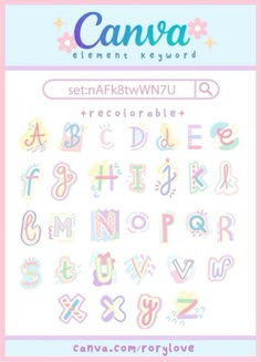 Title Alphabet, Font Canva Lettering, Alphabet Sticker, Canva Elements Keyword, Canva Element Keyword, Graphic Design Tutorials Learning