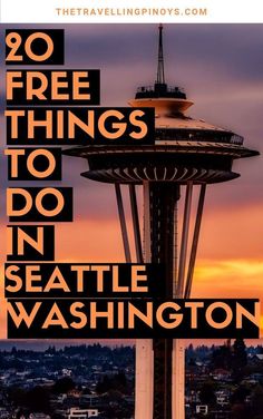 the seattle skyline with text overlay that reads, 20 free things to do in seattle washington