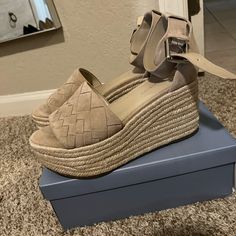 Like New Platform, Taupe, Ankle Strap Sandals! Never Worn Flat Suede Summer Heels, Marc Fisher, Ankle Strap Sandals, Strap Sandals, Platform Sandals, Women's Shoes Sandals, Ankle Strap, Shoes Sandals, Like New