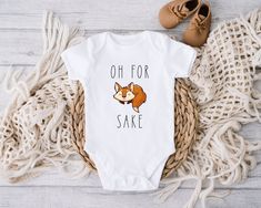 Fox Baby Onesie, Oh For Fox Sake Baby Bodysuit, Hipster Baby Outfit, Baby Shower Gift Fox Themed Baby Shower Ideas, Fox Theme Baby Shower Ideas, Fox Themed Baby Shower Boy, Fox Baby Shower Theme, Fox Themed Nursery, Fox Baby Clothes, Hipster Baby Clothes, For Fox Sake, Funny Baby Gifts