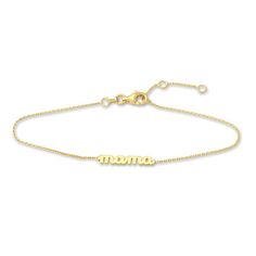 A dazzling "mama" station shimmers elegantly in the center of this meaningful women's bracelet. Fashioned in 14K yellow gold, the adjustable 6.6-inch cable chain secures in place with a lobster clasp. Adjustable Everyday Gold Bracelet For Mother's Day, Adjustable Yellow Gold Name Jewelry, Yellow Gold Bracelets For Everyday And Mother's Day, Adjustable Name Bracelet As Gift For Mom, Yellow Gold Custom Name Bracelet For Mother's Day, Adjustable Yellow Gold Bracelet For Mother's Day, Adjustable Rose Gold Bracelet For Mother's Day, Minimalist Yellow Gold Bracelets For Mother's Day, Custom Name Yellow Gold Bracelet For Mother's Day