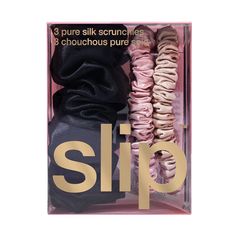 NEW Scrunchies Hair, Silk Hair, Hair Breakage, Tie Set, Hair Tie, Black Tan, Hair Band, Black And Tan, Pure Silk