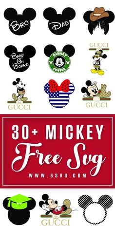 mickey mouse stickers with the words 30 mickey free svg