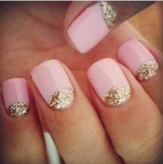 Nails Pastel Nails Designs, Gold Glitter Nails, Nail Swag, Pastel Nails, Orange Nails, Manicure Y Pedicure, Glitter Nail Art