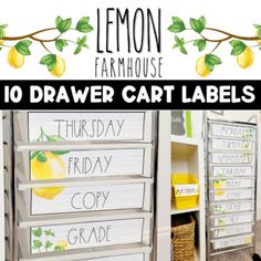 the lemon farmhouse 10 drawer cart labels