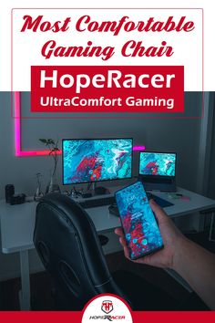 the most comfortable gaming chair for home and office use with text overlay that reads, most comfortable gaming chair hoperacer ultra comfort gaming