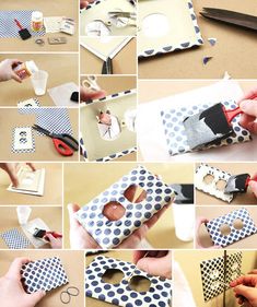 the instructions for how to make an origami heart shaped card holder with scissors