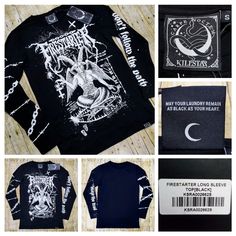 Nwt Killstar Firestarter Baphomet Satanic Devil Gothic Long Sleeve T Shirt Small Sku/Item Id: Ksra002662s New With Tags & Sold Out On Killstar's Site Men's Size Small Tag Size Is Small But Please Compare Measurements To One Of Your Own Garments To Ensure A Proper Fit. Measurements Below (Also Shown In Last Pic): Length: 30" Shoulders: 17.5" Pit To Pit: 19.25" Chest/Bust: 38.5" Hem Width: 19" Sleeves: 25.5" All Items Ship Within 24 Hours Of Receiving Payment (Excluding Weekends & Holidays). Any Q Emo Long Sleeve T-shirt For Alternative Fashion, Alternative Long Sleeve T-shirt For Concerts, Emo Style Long Sleeve T-shirt, Emo Long Sleeve Tops For Streetwear, Emo Long Sleeve Tops For Concerts, Emo Long Sleeve Graphic T-shirt, Black Long Sleeve Alternative T-shirt, Alternative Style Black Long Sleeve T-shirt, Black Punk T-shirt For Winter