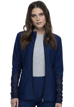 PRICES MAY VARY. Women Long Sleeve Warm Up Jacket Back Length: 26" Zip Front Pocket This zip front, mock-neck jacket is form flattering and stylish. It features front zip pockets, multiple active-inspired seams, and power mesh insets at sleeves and racer back panel. Contemporary Fit. Center Back: 26" Scrub Jackets, Safety Clothing, Lifestyle Clothing, Racer Back, Neck Designs, Mock Neck, Women's Jacket, Scrubs, Zip Pockets