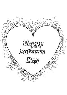 happy mother's day coloring page with a heart in the center and flowers around it