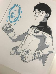 Phil Bourassa, Superhero Sketches, Young Justice Robin, Robin Art, Young Justice League, Beginner Sketches, Batman Drawing, Drawing Superheroes, Spiderman Drawing