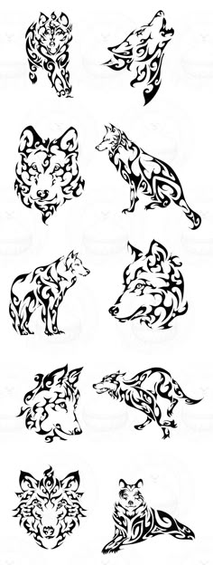 an image of some animals that are in the shape of different shapes and sizes on a white