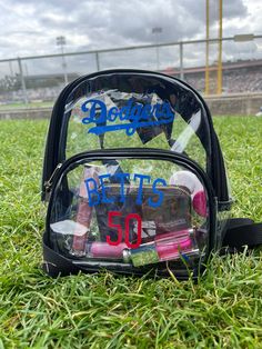 Get your Dodgers Clear Stadium approved bag packs  Any team any player  Dm to customize Clear Bookbag, Clear Backpack With Clear Strap, Stadium Bags Clear, Clear Game Day Purses, Clear Stadium Crossbody Bag, Clear Backpacks, Bride Cup, Easter Cups, Clear Backpack