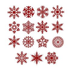 a bunch of snowflakes that are red and white